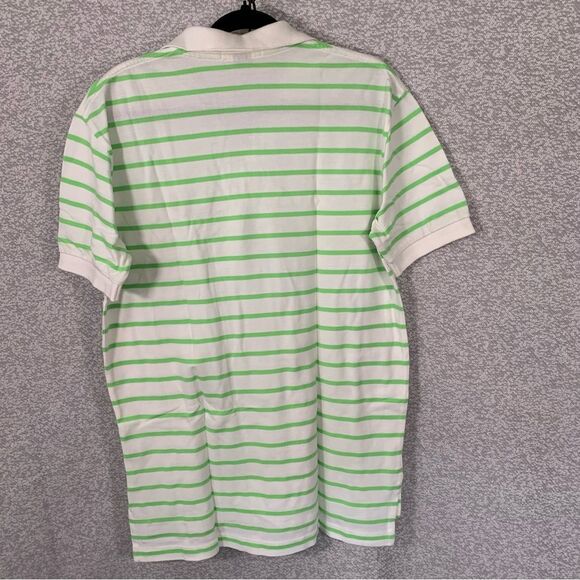 POLO by RALPH LAUREN Men's Short Sleeve Green & White Stripe Polo Shirt Med #970 - Picture 5 of 9